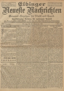 Elbinger Neueste Nachrichten, Nr. 229 Sonntag 29 September 1912 64. Jahrgang