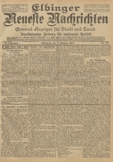 Elbinger Neueste Nachrichten, Nr. 231 Mittwoch 2 Oktober 1912 64. Jahrgang