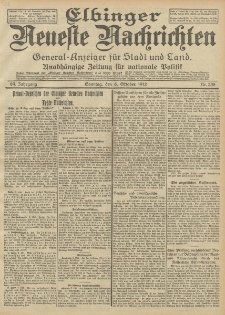 Elbinger Neueste Nachrichten, Nr. 235 Sonntag 6 Oktober 1912 64. Jahrgang