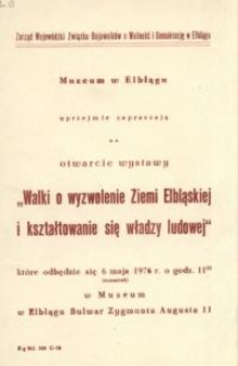 Walki o wyzwolenie Ziemi Elbląskiej i kształtowanie się władzy ludowej – zaproszenie na wystawę