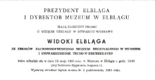 Widoki Elbląga – zaproszenie na wystawę