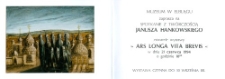 Wystawa „Ars Longa Vita Brevis”- zaproszenie