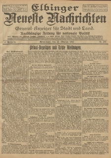 Elbinger Neueste Nachrichten, Nr. 241 Sonnabend 12 Oktober 1912 64. Jahrgang