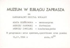 Karnawałowy recital wokalny – zaproszenie
