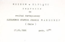 Recital fortepianowy Alexandros Stavros Jusakos Mardonef (Chile) – zaproszenie na koncert