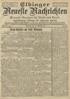 Elbinger Neueste Nachrichten, Nr. 244 Dienstag 15 Oktober 1912 64. Jahrgang