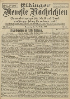 Elbinger Neueste Nachrichten, Nr. 246 Donnerstag 17 Oktober 1912 64. Jahrgang