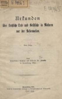 Urkunden über kirchliche Orte und Geistliche in Masuren vor der Reformation