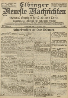 Elbinger Neueste Nachrichten, Nr. 248 Sonnabend 19 Oktober 1912 64. Jahrgang