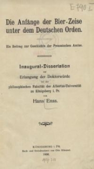 Die Anfänge der Bier-Zeise unter dem Deutschen Orden