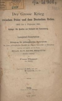Der Grosse Krieg zwischen Polen und dem Deutschen Orden 1410 bis zum 1. Februar 1411