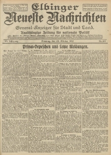 Elbinger Neueste Nachrichten, Nr. 251 Dienstag 22 Oktober 1912 64. Jahrgang