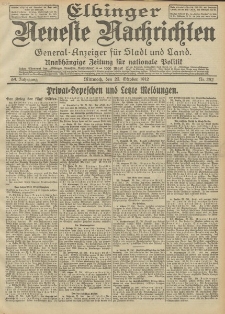 Elbinger Neueste Nachrichten, Nr. 252 Mittwoch 23 Oktober 1912 64. Jahrgang
