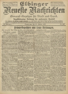 Elbinger Neueste Nachrichten, Nr. 253 Donnerstag 24 Oktober 1912 64. Jahrgang