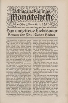 Velhagen & Klasings Monatshefte. Februar 1927, Jg. XLI. Heft 6.