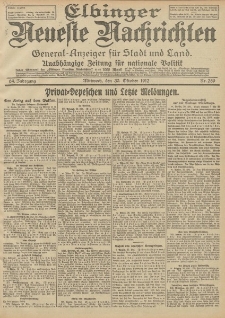 Elbinger Neueste Nachrichten, Nr. 259 Mittwoch 30 Oktober 1912 64. Jahrgang