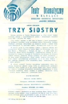 Trzy siostry – ulotka zapowiadająca spektakl