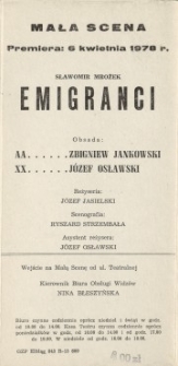 Emigranci – program teatralny