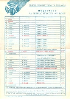 Spielplan des Dramatischen Theaters in Elbing für Januar 1977 - Flugblatt