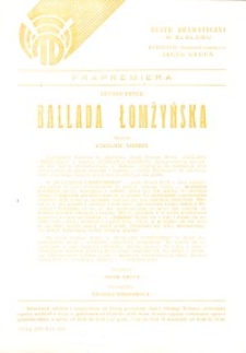 Ballada Łomżyńska - ulotka zapowiadająca spektakl