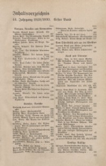 Velhagen & Klasings Monatshefte. Jg. XLIV. Bd. I.: Inhaltsverzeichnis