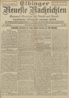 Elbinger Neueste Nachrichten, Nr. 269 Sonnabend 9 November 1912 64. Jahrgang