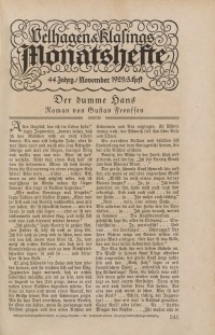 Velhagen & Klasings Monatshefte. November 1929, Jg. XLIV. Heft 3.