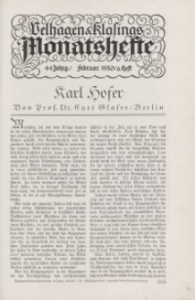 Velhagen & Klasings Monatshefte. Februar 1930, Jg. XLIV. Heft 6.