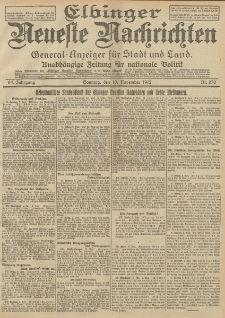 Elbinger Neueste Nachrichten, Nr. 270 Sonntag 10 November 1912 64. Jahrgang