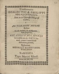 Conformatio dialecticae Philippi Melanchthonis...