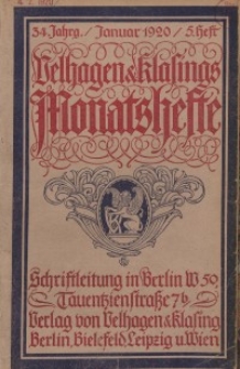 Velhagen & Klasings Monatshefte. Januar 1920, Jg. XXXIV. Heft 5.