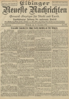 Elbinger Neueste Nachrichten, Nr. 273 Mittwoch 13 November 1912 64. Jahrgang