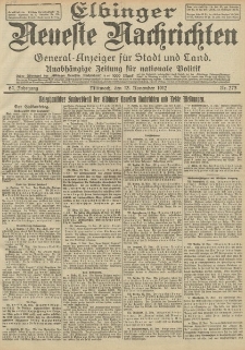 Elbinger Neueste Nachrichten, Nr. 273 Mittwoch 13 November 1912 64. Jahrgang