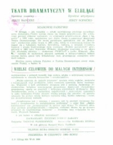 Wielki człowiek do małych interesów – ulotka zwiastująca spektakl