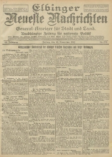 Elbinger Neueste Nachrichten, Nr. 275 Freitag 15 November 1912 64. Jahrgang
