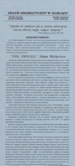 Teatr Dramatyczny w Elblągu – ulotka zwiastująca spektakle sezonu 1992/1993