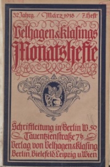 Velhagen & Klasings Monatshefte. März 1918, Jg. XXXII. Heft 7.