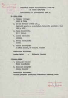 Spielplan des Dramatischen Theaters in Elbing für die Theatersaison 1982/83 - Verzeichnis