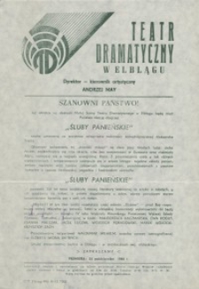 Śluby panieńskie – ulotka