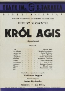 Król Agis – afisz