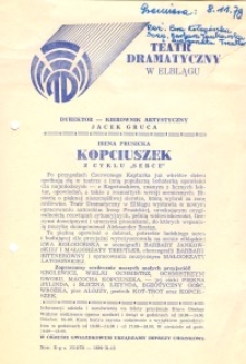 Kopciuszek – ulotka zwiastująca spektakl