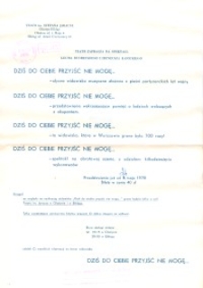 Dziś do ciebie przyjść nie mogę…: widowisko muzyczne - ulotka