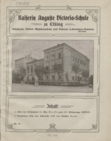 Kaiserin Auguste Viktoria-Schule zu Elbing: Bericht: 1909