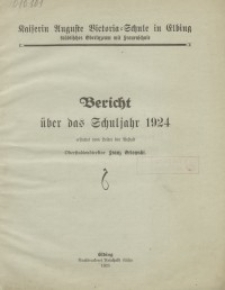 Kaiserin Auguste Viktoria-Schule zu Elbing: Bericht: 1924