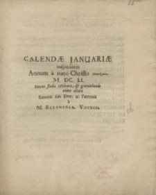 Calendae Januariae auspicantes Annum à nato Christo Theanthropo...