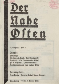 Der Nahe Osten, 1. Januar 1928, 1. Jahrgang, H. 1