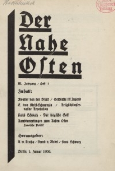 Der Nahe Osten, 1. Januar 1930, 3. Jahrgang, H. 1