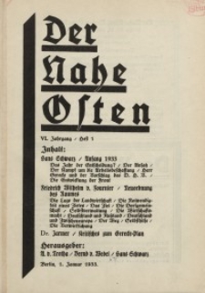 Der Nahe Osten, 1. Januar 1933, 6. Jahrgang, H. 1
