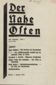 Der Nahe Osten, 1. Januar 1934, 7. Jahrgang, H. 1