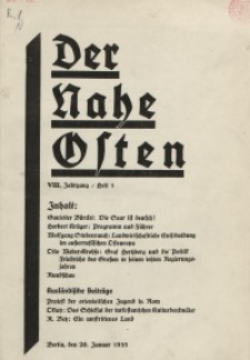 Der Nahe Osten, 20. Januar 1935, 8. Jahrgang, H. 1